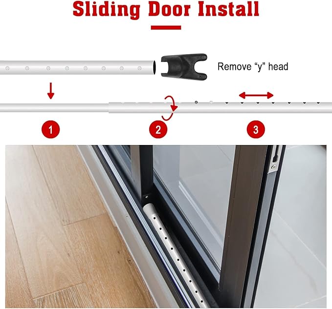 SECURITYMAN 3-in-1 Door Security Bar & Sliding Patio Door Security Bar (2 Pack) via Interchangeable Caps - Heavy Duty Iron Door Stoppers for Home, Apartment, Travel Hotel, Sliding Windows - White