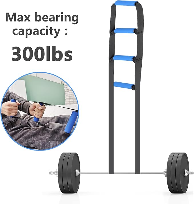 Bed Ladder Assist,Pull up Helper and Sit up Helper 4 Handle Grips,Bed Rail Assistance Devices Adjustable Length Bed Lift for Most Beds Mobility Aid for Elderly, Handicapped,Injured (160 INCHES)
