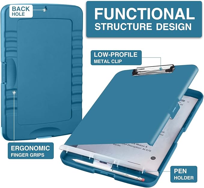 Sooez Clipboards with Storage, High Capacity Clip Boards 8.5x11 with Storage, Heavy Duty Nursing Clipboard Folder, Plastic Clipboard with Pen Holder for Women Teachers Work, School & Office Supplies