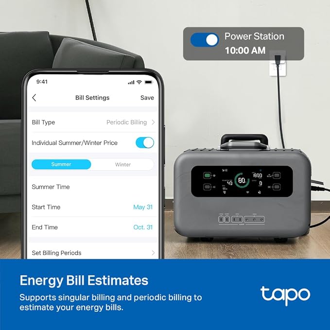 TP-Link 𝗧𝗮𝗽𝗼 Smart Plug Wi-Fi Mini, Energy Monitoring, Compatible with Alexa & Google Home & Samsung SmartThings, Timer, 15A/1800W Max, ETL Certified, 2.4G Wi-Fi Only, Tapo P115(4-Pack)