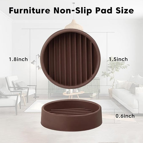 1.5" x 1.5" Rubber Furniture Pads, 8 PCS Non Slips Furniture Casters Cup Chair Leg Floor Protectors for Bed Sofa Table and Chair Stopper (Brown,Round)