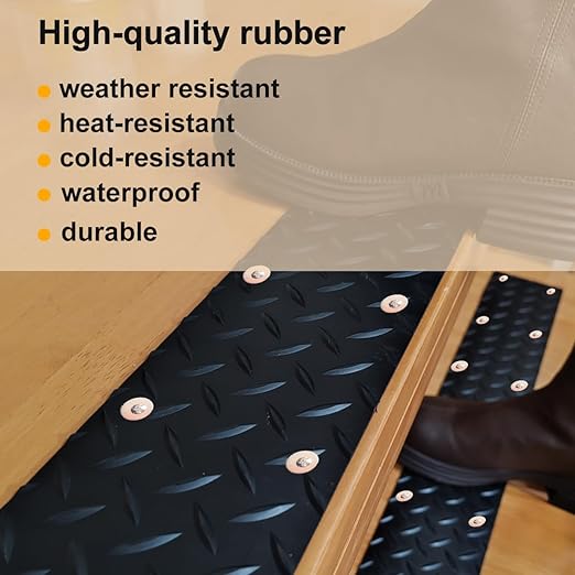 Rubber Outdoor Stair Treads for Wooden Steps Screw Down,31.5” x 4” (2 Pack) Non Slip Stair Grips Strips for Porch Steps,Dogs,Back Yard,Walkways,Rainy and Snowy Days.(Waterproof)