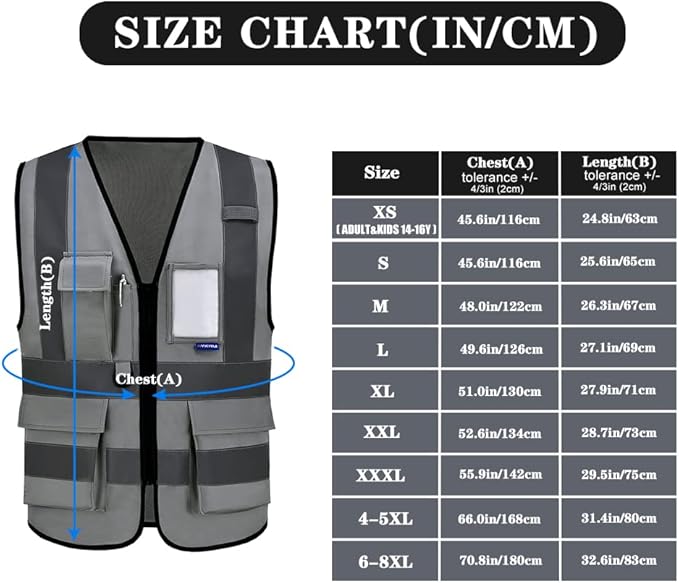 A-SAFETY grey security vest with zipper pockets