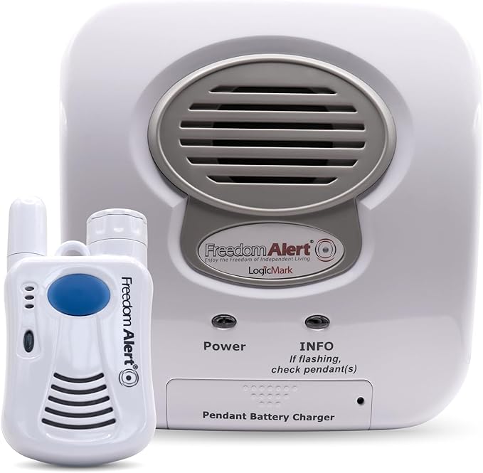 Freedom Alert, Landline Personal Emergency Device, 2-Way Call with Family and Police for Home Safety, Device for Seniors and The Elderly