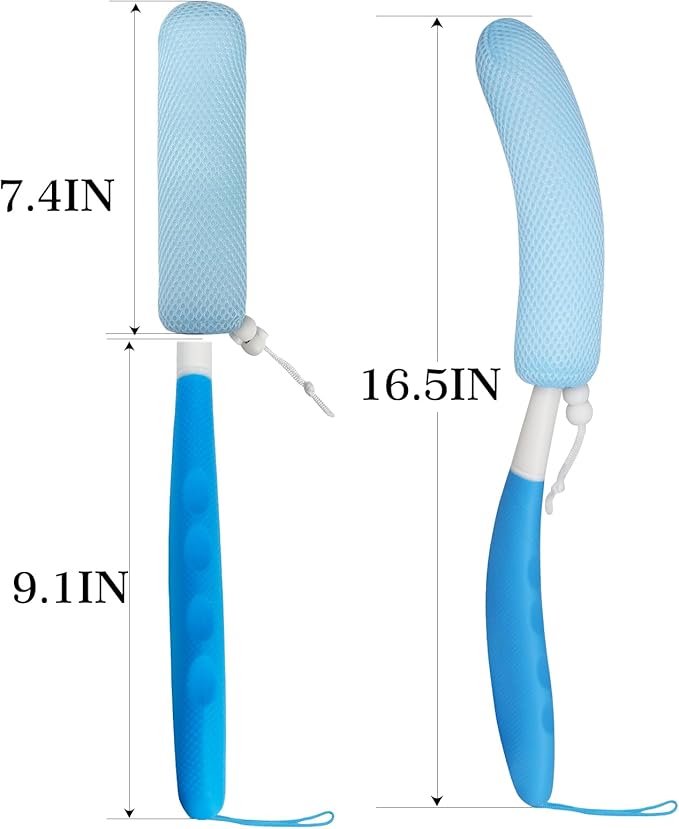 Long Handled Shower Brush, Non-Slip Long Handle Bath Brush, Back Body Brush Gentle Exfoliating and Lather Well Deep Cleansing Long-Lasting for Body