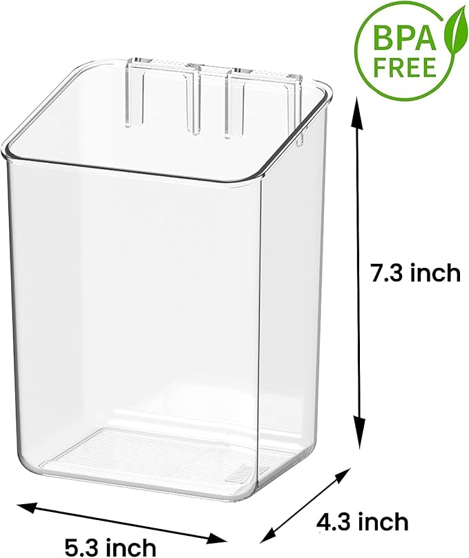 vacane 2 Pack Plastic Adhesive Mount Over Cabinet Door Organizer, Storage Organizer Container Makeup Organizer Hanging Basket Bins For Craft Room, Office, Space Saving Holder for Kitchen Bags-S Clear