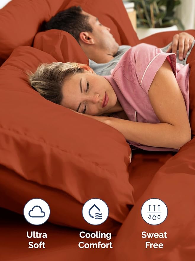 Extra Deep King Sheet Set - 6 Piece Breathable & Cooling Sheets - Hotel Luxury Bed Sheets Set - Easy & Secure Fit - Soft, Wrinkle Free & Comfy Sheets Set - Terracotta Sheet Set with Extra Deep Pockets