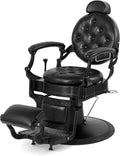 Artist hand Retro Barber Chair Heavy Duty Barber Chairs Vintage Salon Chair Hydraulic Recline Chair Rounded Cushioning Beauty Spa Styling Equipment(Black)