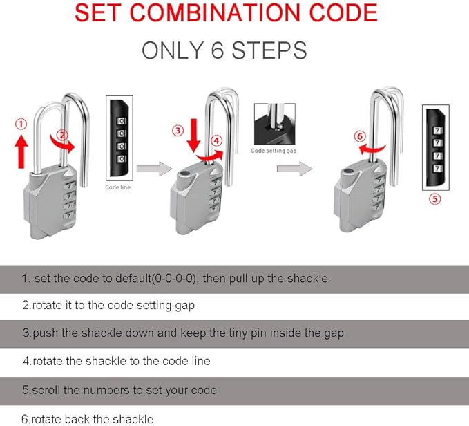 2 Pack disecu 2.2 Inch Long Shackle Combination Lock, 4 Digit Outdoor Waterproof Padlock for School Locker, Gym Locker, Storage Unit, Gate, Fence, Toolbox, Cabinet (Silver)