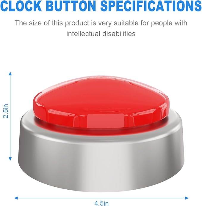 Large Talking Clock for Visually impaired- Telling Time, Date and Week of Day, Perfect for The Blind, Elderly or Visually impaired-(RED+Silver)