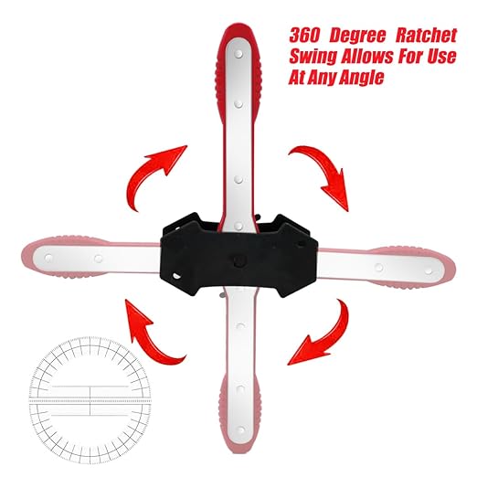 Brake Caliper Compression Tool, Brake Caliper Tool with 360 Degree Swing Ratchets, Caliper Piston Compressor Tool with 2PCS Steel Plates, Brake Caliper Press Tool with Brake Caliper Hooks, Red