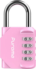 Puroma 1 Pack Combination Lock for Locker 4 Digit Outdoor Waterproof Padlock for School, Gym, Sports, Fence, Toolbox, Gate, Case, Outdoor, Hasp Storage (Pink)