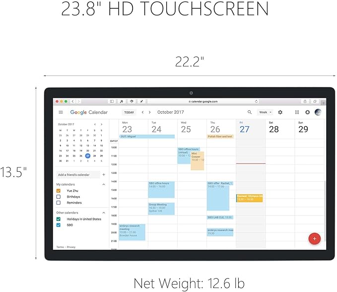 15.6 to 27 inch Touchscreen Digital Calendar & Wall Planners, Smart Whiteboard Calendar for Chore Chart & Work Schedule, Built in Speakers and Camera, Include Wall Mount & Desk Stand (23.8-inch)