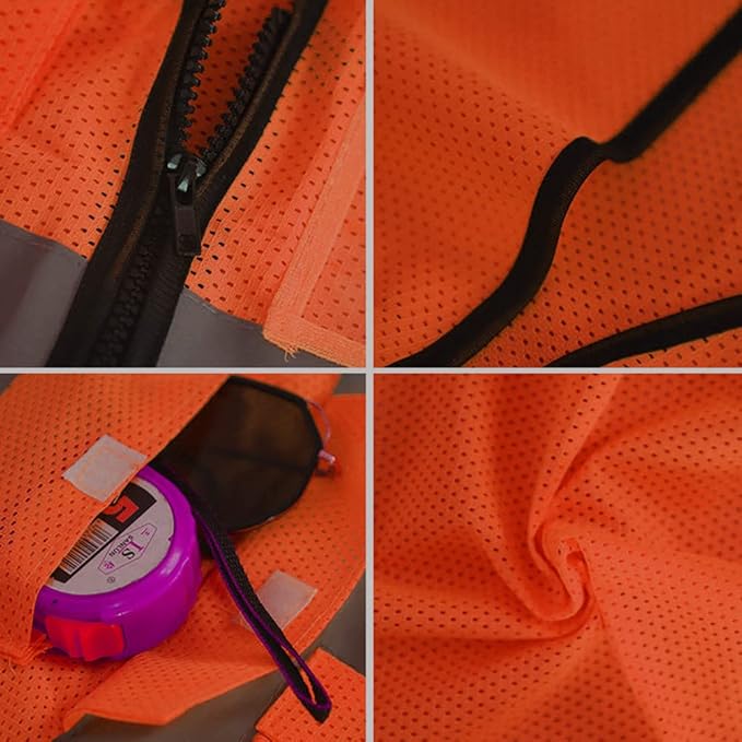 XIAKE Reflective Safety Vest for Men & Women High Visibility Class 2 Vest with Pockets Meets ANSI Standards