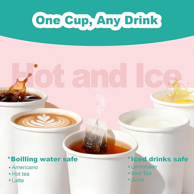 12 oz 1000 Pack Disposable Coffee Cups, Bulk White Disposable Paper Cups, Coffee Cups for Hot Tea, Chocolate and Cold Drinkse