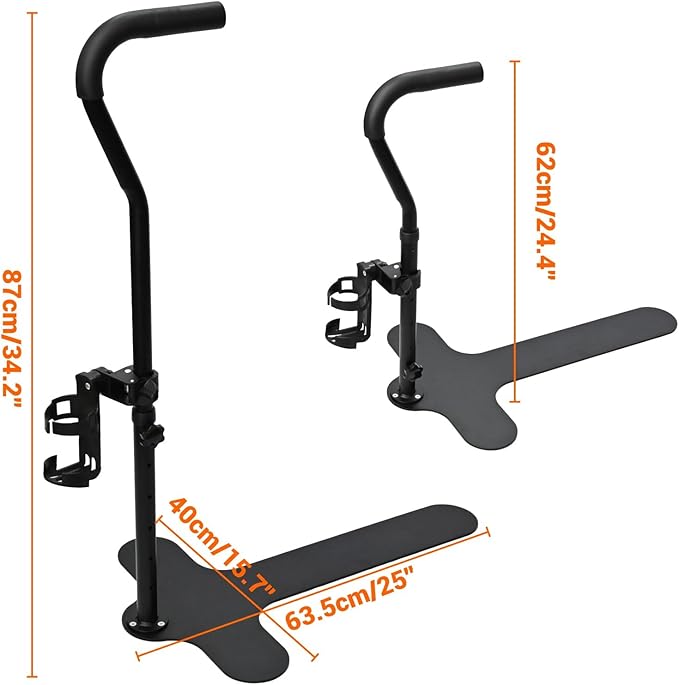 Stand Assist with Cup Holder & Safety Handle, 6-Level Adjustable Height Chair Couch Lift Aid Supports 400 lbs, Daily Mobility Rail for Sofa, Recliner, Chair, for Elderly, Disabled
