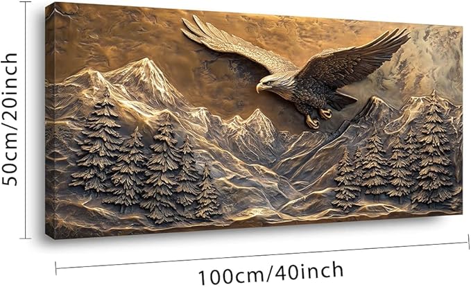 Brown Retro Country Eagle Wall Art for Bedroom Canvas Painting Prints Rustic Mountain Sky Vintage Art Deco Modern Artwork Office Farmhouse Decor