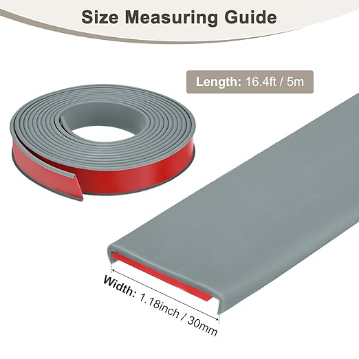 U-Shape Edge Banding, 1.18 Inch x 16.4 FT Self Adhesive Rubber Edge Trim Flexible TPE Corner Protector for Desk/Shelves/Furniture/Countertop/Table/Cabinet/Plywood [Gray]