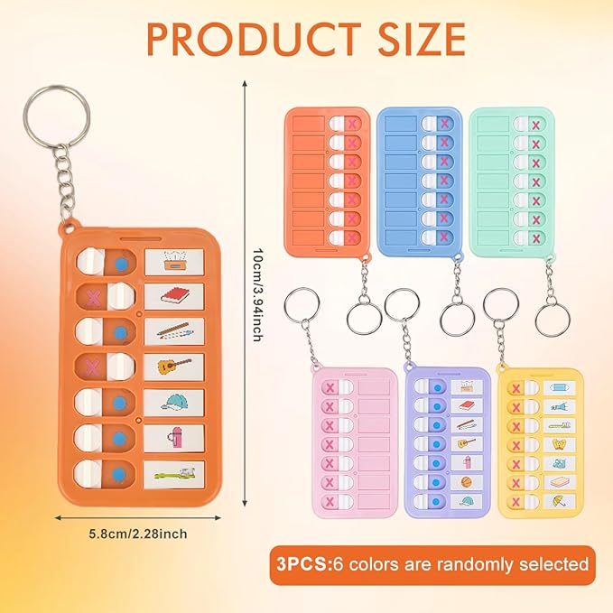 3 Pack Reminder Boards for The Elderly Detachable Daily Task Pads School Bags & Memory Aid Portable Visual Schedule with Keyring