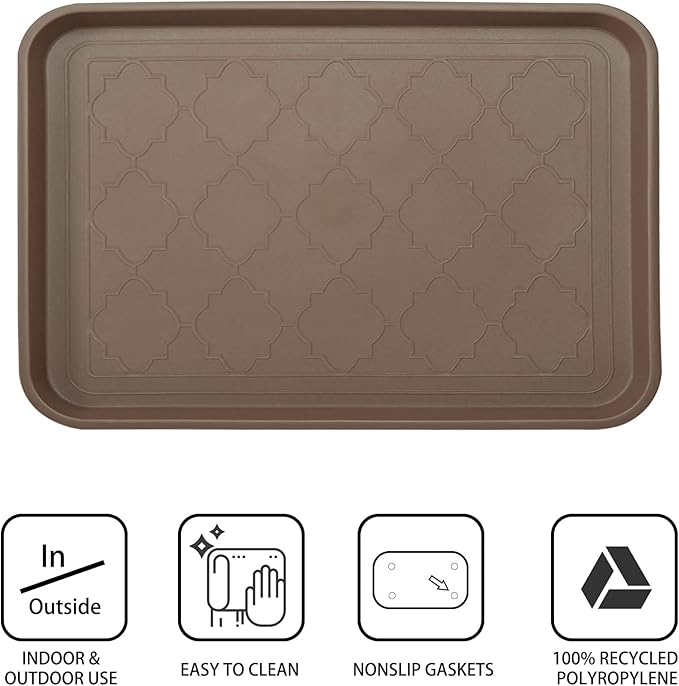 Boot Tray for Entryway Indoor, Heavy Duty Shoe Mat Tray 2 Packs, 16.7"x12.8" Waterproof Shoe Trays with Raised Edge, Outdoor Multi-Purpose Mat for Boots, Garden, Pet