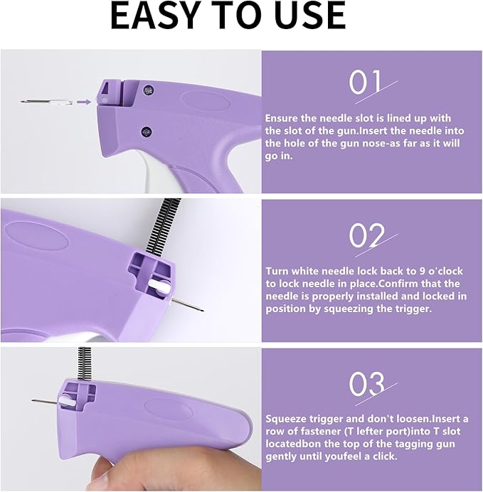 Stitchy Gun-Stitch Gun for Clothes-Tagging Gun for Clothing-Stitchy Quick Clothing Fixer-Includes 6 Needle, 1000 Black & 1000 White Fasteners