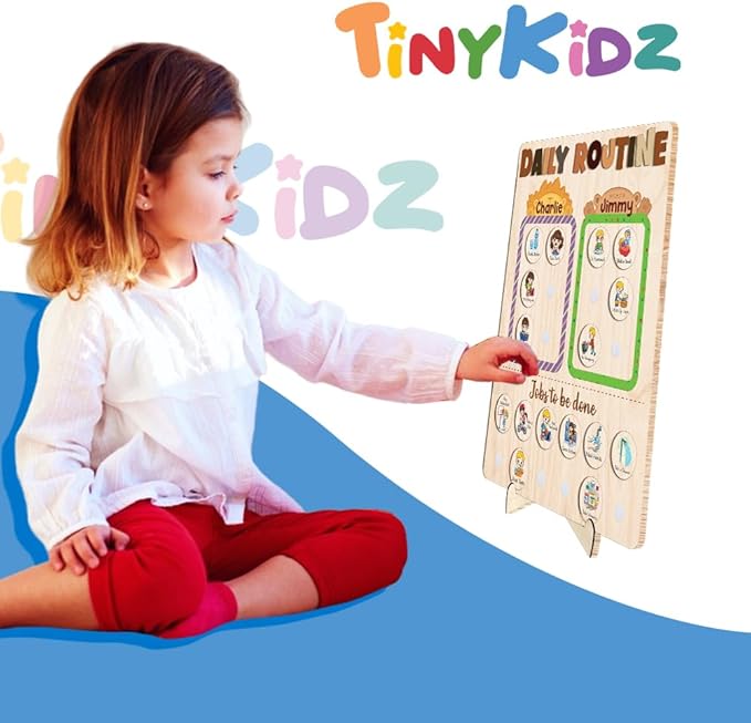Wooden Chore Chart for Kids Multiple Kids 13.5"x16.5", Behavior Chore Chart for Kids at Home, Daily Routine for Kids, Daily Responsibilities for Toddlers