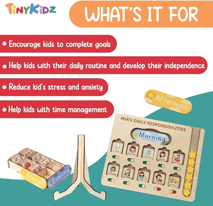 Chore Chart for Kids with Reward System, Routine Chart for Kids Personalized, Morning Bedtime Routine Chart for Toddlers Ages 2-4, Daily Kids Schedule Board for Home