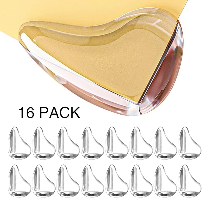 16 Pack Corner Protector for Baby, Clear Corner Protectors, Furniture Corner Guard & Edge Safety Bumpers to Cover Sharp Furniture & Table Edge