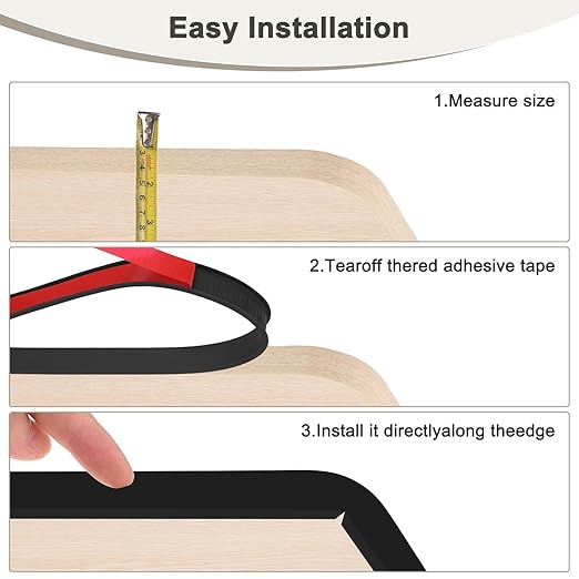 U-Shape Edge Banding, 0.78 Inch x 32.8 FT Self Adhesive Rubber Edge Trim Flexible TPE Corner Protector for Desk/Shelves/Furniture/Countertop/Table/Cabinet/Plywood [Black]