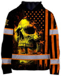 Matedecor Skull US Flag Reflective High Visibility Hoodie For Men Construction Hi Vis Safety Workwear Custom Name