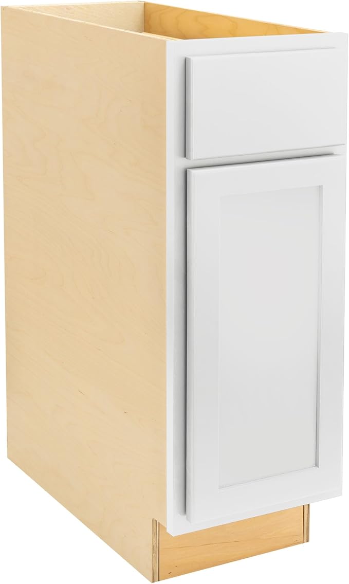 Quicklock RTA (Ready-to-Assemble) | Base Kitchen Cabinets - Shaker Style | Made in America (Pure White, 12" Wx34.5 Hx24 D Base)