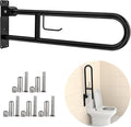 Toilet Grab Bar 30.3 Inch, YuanDe Flip Up Grab Bar with Paper Holder,Matte Black Anti-Slip Safety Bars for Toilet, Stainless Steel Knurled Toilet Handles for Seniors Disabled Elderly Pregnant
