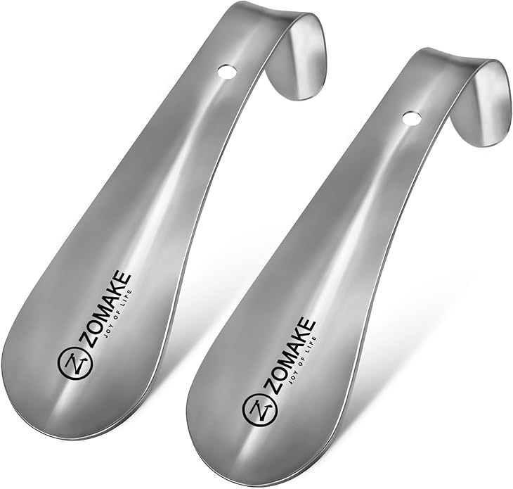 ZOMAKE Metal Shoe Horn,Small Travel Shoehorn for Men Women Kids,5.9'' Portable Shoe Spoon Helper