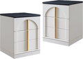 ACCOHOHO Modern Night Stand Set 2 with Arched Panel, 18" Nightstand with Charging Station, Side Table with 3 Storage Drawers, Wood Square Bedside End Table for Bedroom Living Room, White