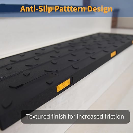 Rubber Stair Treads, 36"X10" 5 Pack Rubber Stair Treads for Wooden Steps, Non Slip Outdoor Step Mats with Nosing for Concrete Marble Tile Metal Steps - Black