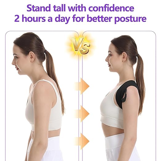 Posture Corrector for Women and Men, Adjustable Back Brace Support for Scoliosis, Hunchback Correction, Upper Spine & Shoulder Pain Relief (Medium)