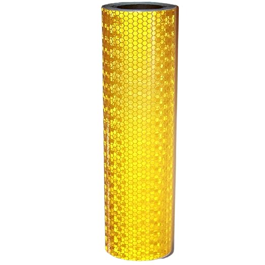 Yellow Reflective Tape 8 inch Wide, Outdoor Waterproof Hazard Conspicuity Safety Warning Industrial Marking Tape (10 feet)