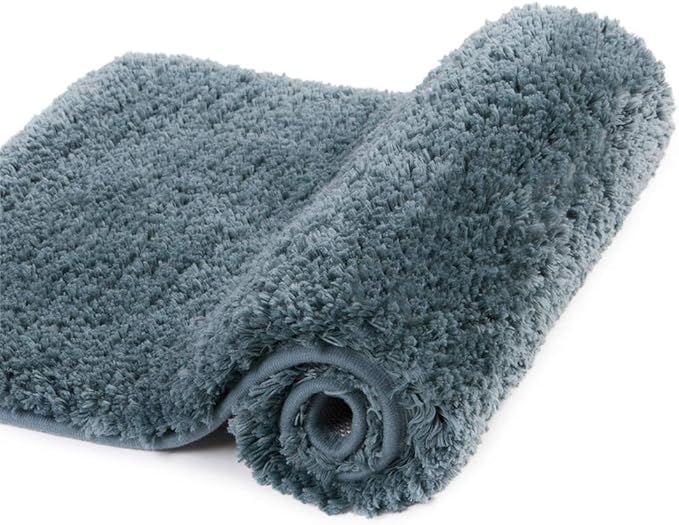 Walensee Bath Rug - Non Slip, Water Absorbent, Soft Microfiber Shaggy Bath Mat (20 x 32, Slate) - Machine Washable, Thick Plush Shower Mat