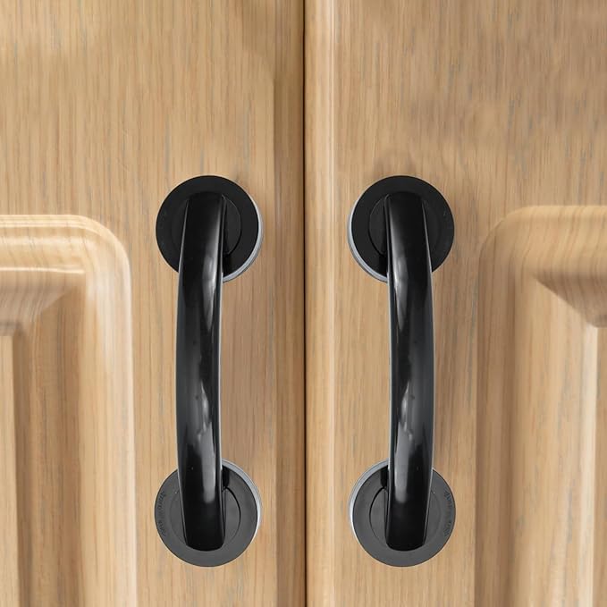 Housoutil No Drilling Shower Handle, 2PCS Powerful Suction Cup Bathroom Handles, Glass Door and Window Grab Bar for Bathroom Sliding Doors, Cabinets, Wardrobes