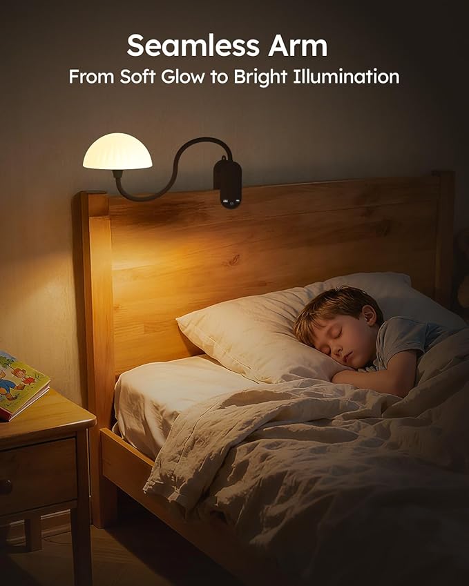 Cordless Clip On Lamp, Touch Control Desk Lamp with RGB Ambient Mode & 3000K–6000K, Rechargeable Dimmable Book Reading Light with Flexible Arm Sturdy Clamp On Table Bedside Headboard, Battery Operated