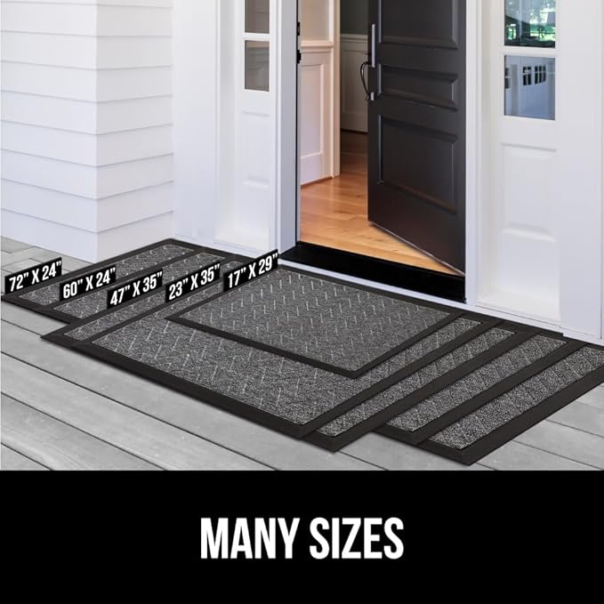 GORILLA GRIP 100% Waterproof All-Season WeatherMax Doormat US Designed Natural Rubber, Stain and Fade Resistant, Low Profile Indoor Outdoor Door Mats, Easy Clean Patio Mat, Espresso Home Paw