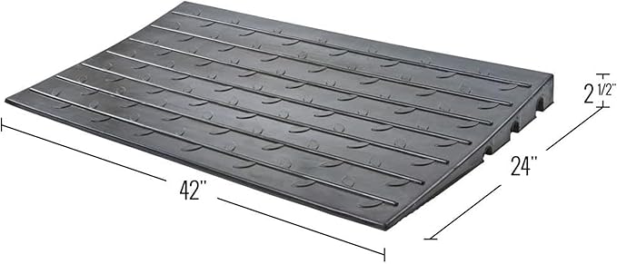 Silver Spring 2.5" High Rubber 3-Channel Threshold Ramp for Wheelchairs, Mobility Scooters, and Power Chairs, with Slip-Resistant Surface - DH-UP-8