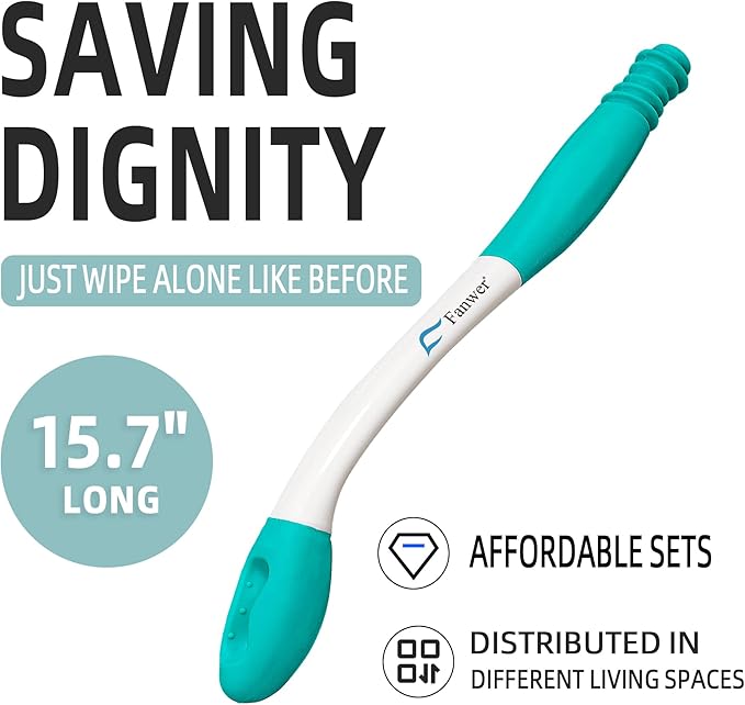Fanwer Toilet Aids for Wiping Bottom - 15.7" Long Reach Comfort Butt Wiper Tools - Bottom Buddy Wiping aid Self Assist for Men, Women, Disabled,Elderly,Pregnant,and Back Surgery Recovery (2 Pack)