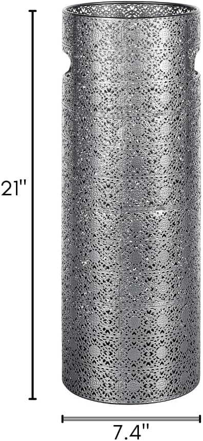 Concepts 21 inch Heavy Duty Metal Umbrella Stand - Durable Storage Holder for Umbrellas - Indoor and Outdoor Use - Stylish and Modern Organizer for Entryways. (Silver Lace)