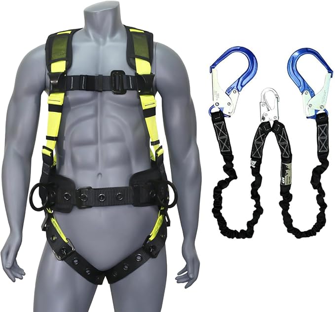 AFP Demon Comfortable Fall Protection Harness Kit – OSHA/ANSI PPE Full Body Safety Harness for Construction Work