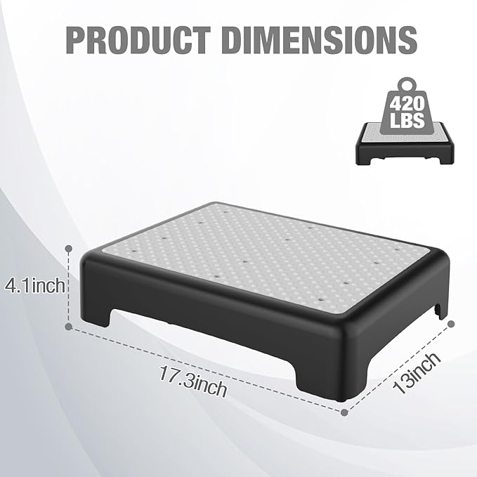 HBTower Step Stool, Mobility Step Stool for Adults & Seniors, Non-Slip Step Platform Indoor and Outdoor, Portable Step Riser, Safety Step for Car, Bedside, Office, Shower, Stairs, Grey
