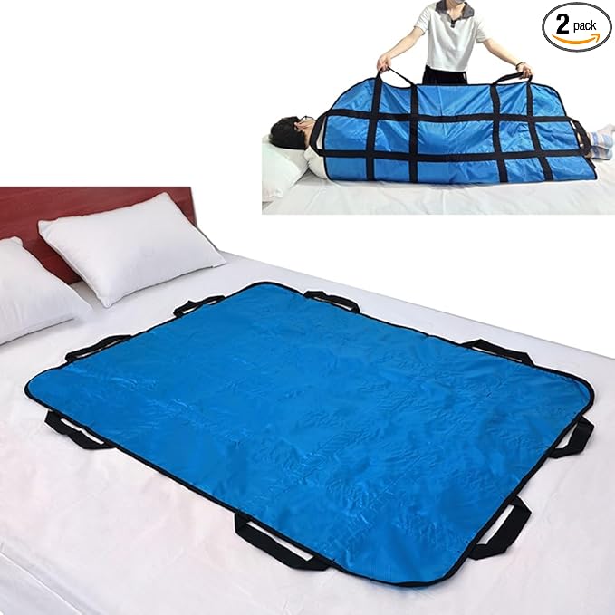 2 Pack Positioning Bed Pad with Handles,48" × 40" Transfer Sheet for Repositioning,Turning and Lifting,Washable Positioning Bed Pads for Elderly,Patient,Handicap,Caregiver (2)