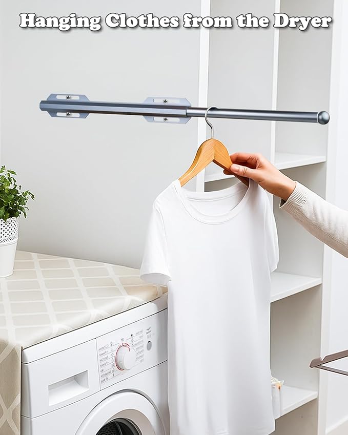 Valet Rod for Closet Pull Out, 12" Adjustable extending closet rod, Standard Retractable closet rod organization rack, Valet Clothing Hanger Rods Extender for Wardrobe Laundry (Blue-Gray Phantom)