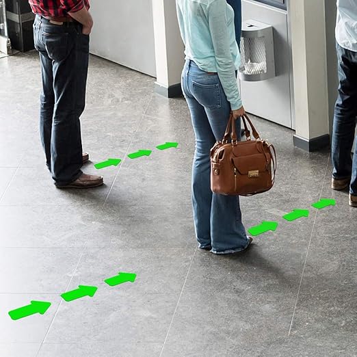 Arrow Floor Sticker Tape 2"×4" Arrow Floor Marking Sticker Sign 200 PCS Arrow Decal Tape Green