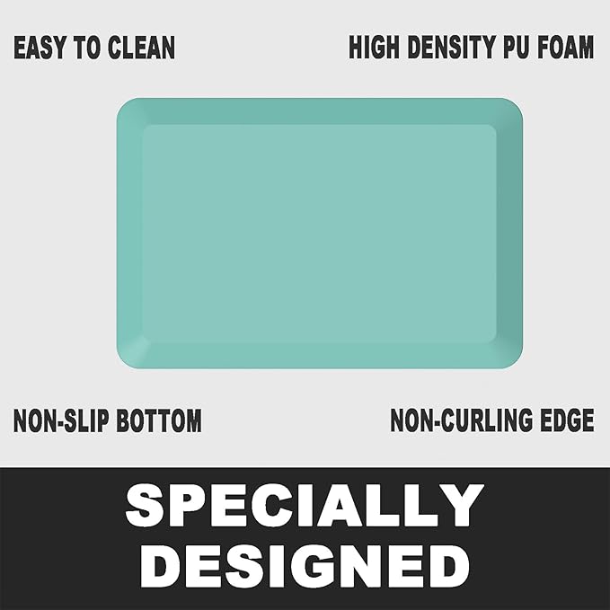 1" Extra Thick Anti Fatigue Floor Mat 40" L x 20" W,Kitchen Mat, Standing Desk Mat,140D Advanced PU Foam Ergonomic Comfort at Home, Office, Garage, Sink (Teal)